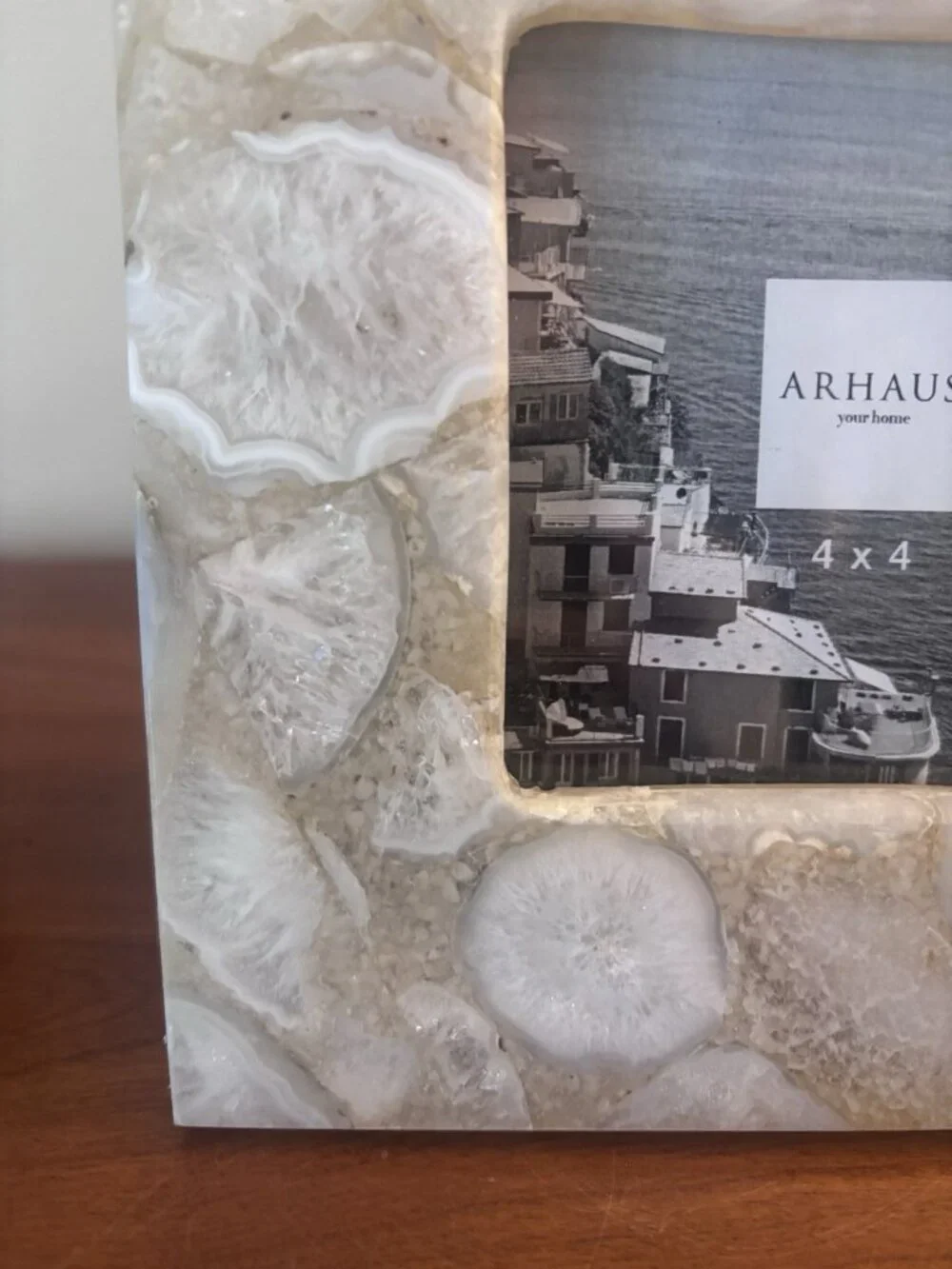 NWT Arhaus White Agate Picture Photo Frame 4x4 Photo Kickstand Heavy